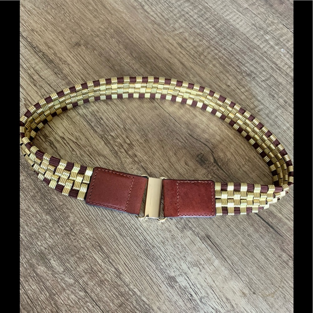 BCBG MaxAzria elastic belt with metallic inserts.